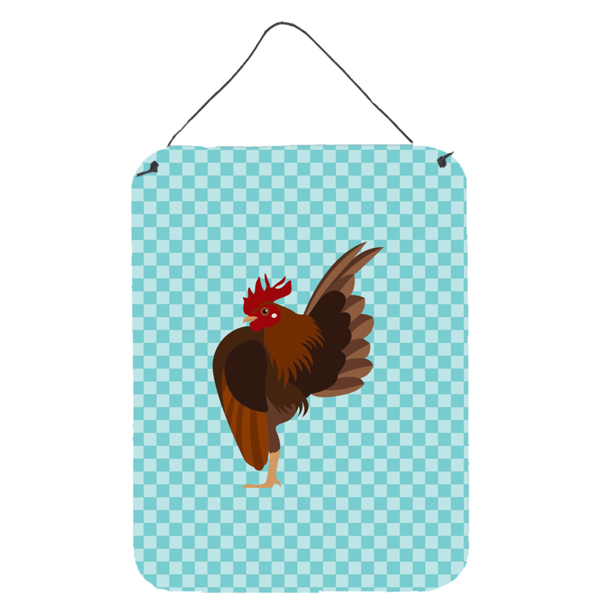 CarolineS Treasures Malaysian Serama Chicken Blue Check Metal Print, 16Hx12W, Multicolor