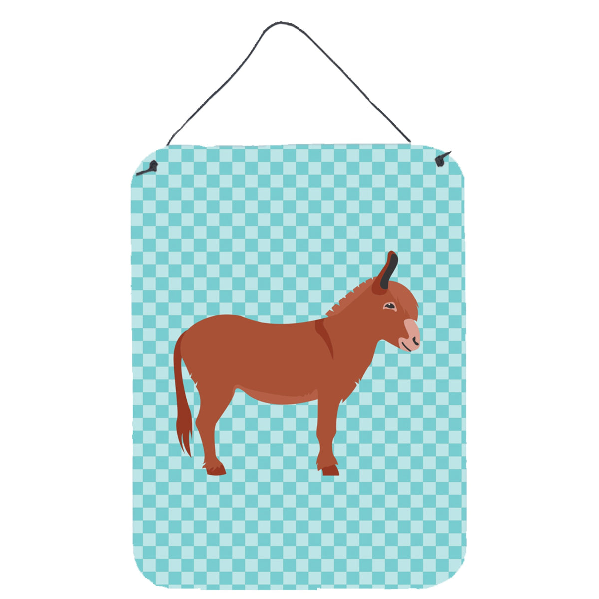 CarolineS Treasures Irish Donkey Blue Check Metal Print, 16Hx12W, Multicolor