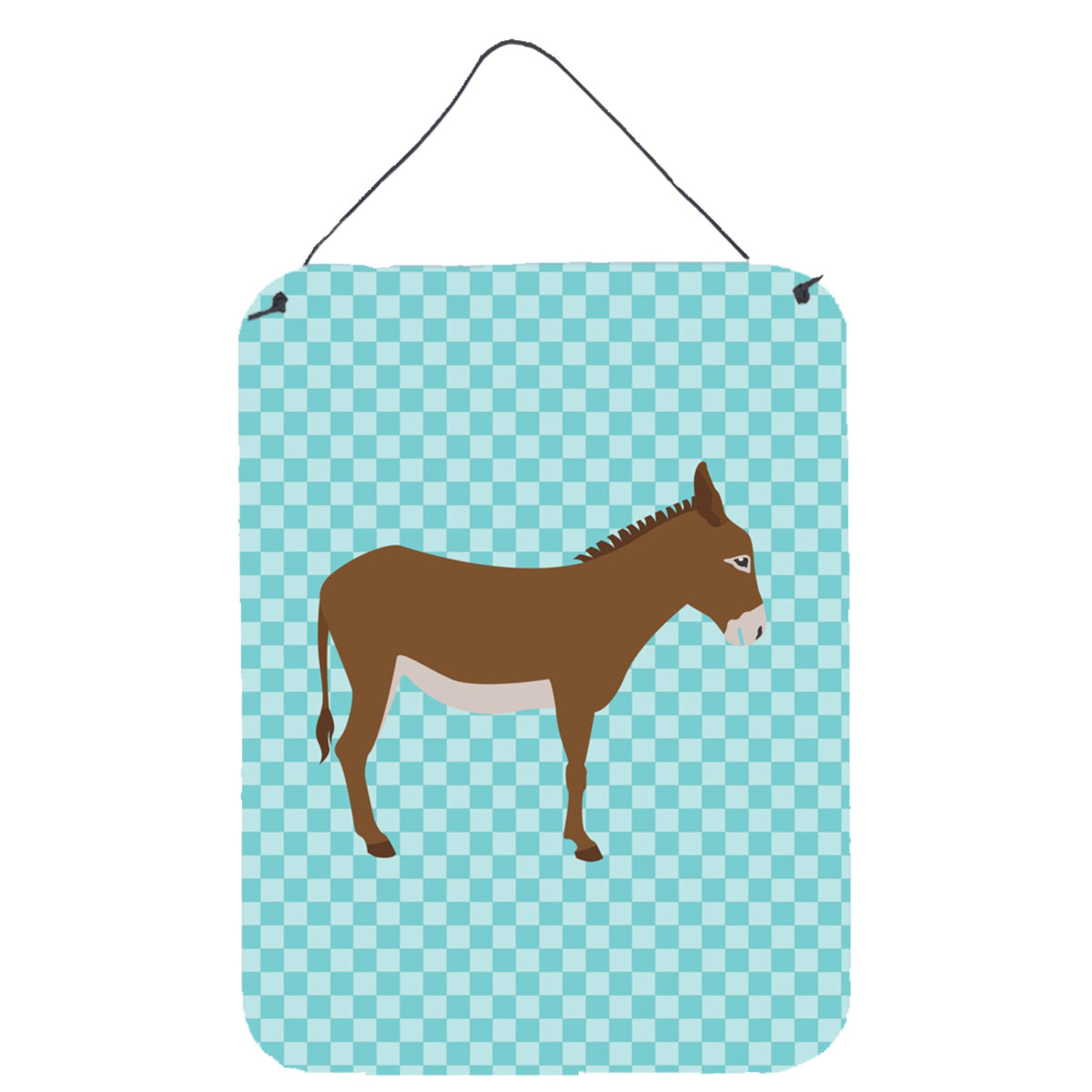 CarolineS Treasures Cotentin Donkey Blue Check Metal Print, 16Hx12W, Multicolor