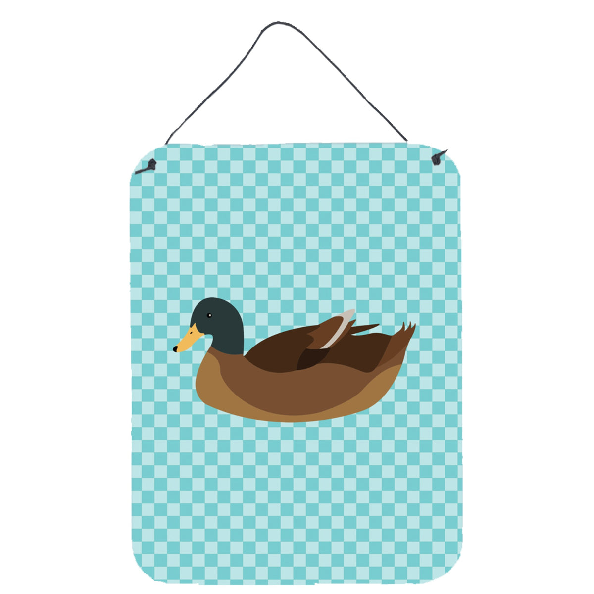 CarolineS Treasures Khaki Campbell Duck Blue Check Metal Print, 16Hx12W, Multicolor