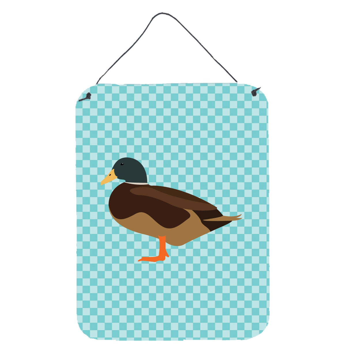 CarolineS Treasures Silver Bantam Duck Blue Check Metal Print, 16Hx12W, Multicolor