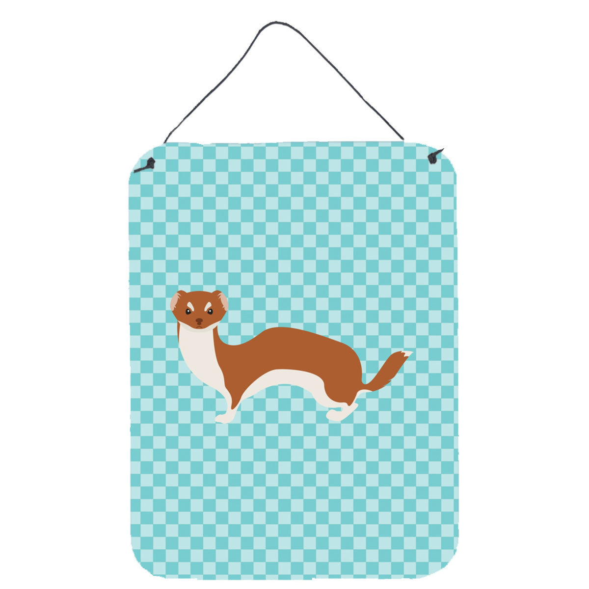 CarolineS Treasures Weasel Blue Check Metal Print, 16Hx12W, Multicolor