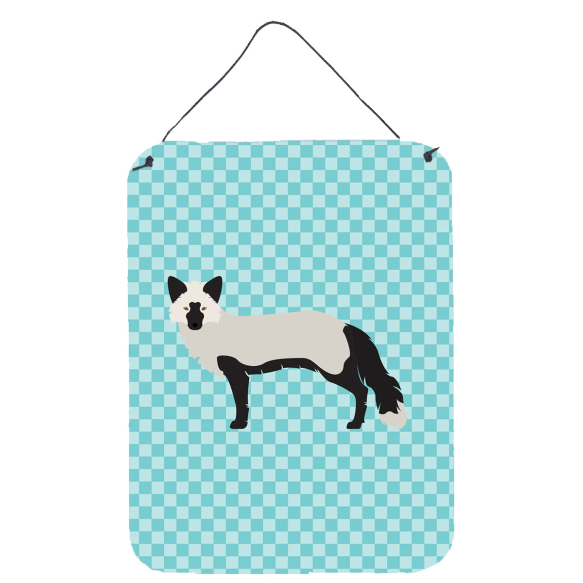 CarolineS Treasures Silver Fox Blue Check Metal Print, 16Hx12W, Multicolor