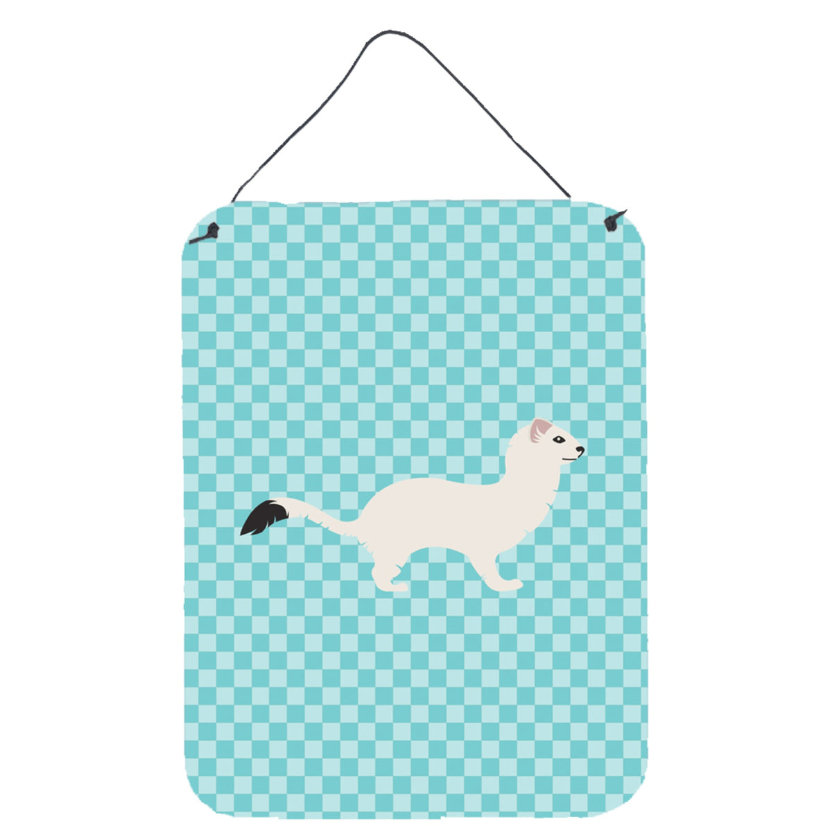 CarolineS Treasures Stoat Shorttailed Weasel Blue Check Metal Print, 16Hx12W, Multicolor