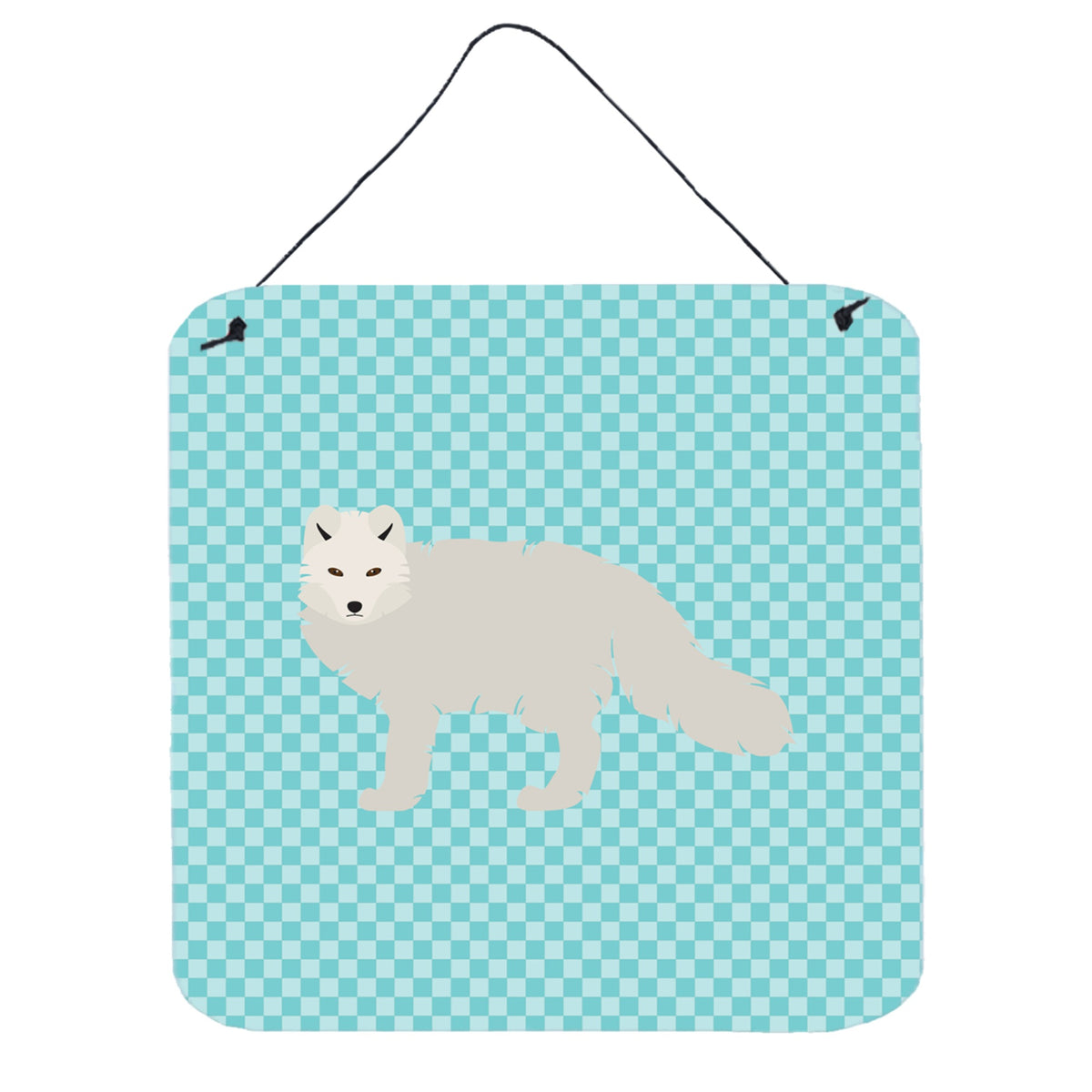 CarolineS Treasures Blue White Arctic Fox Check Metal Print, 6Hx6W