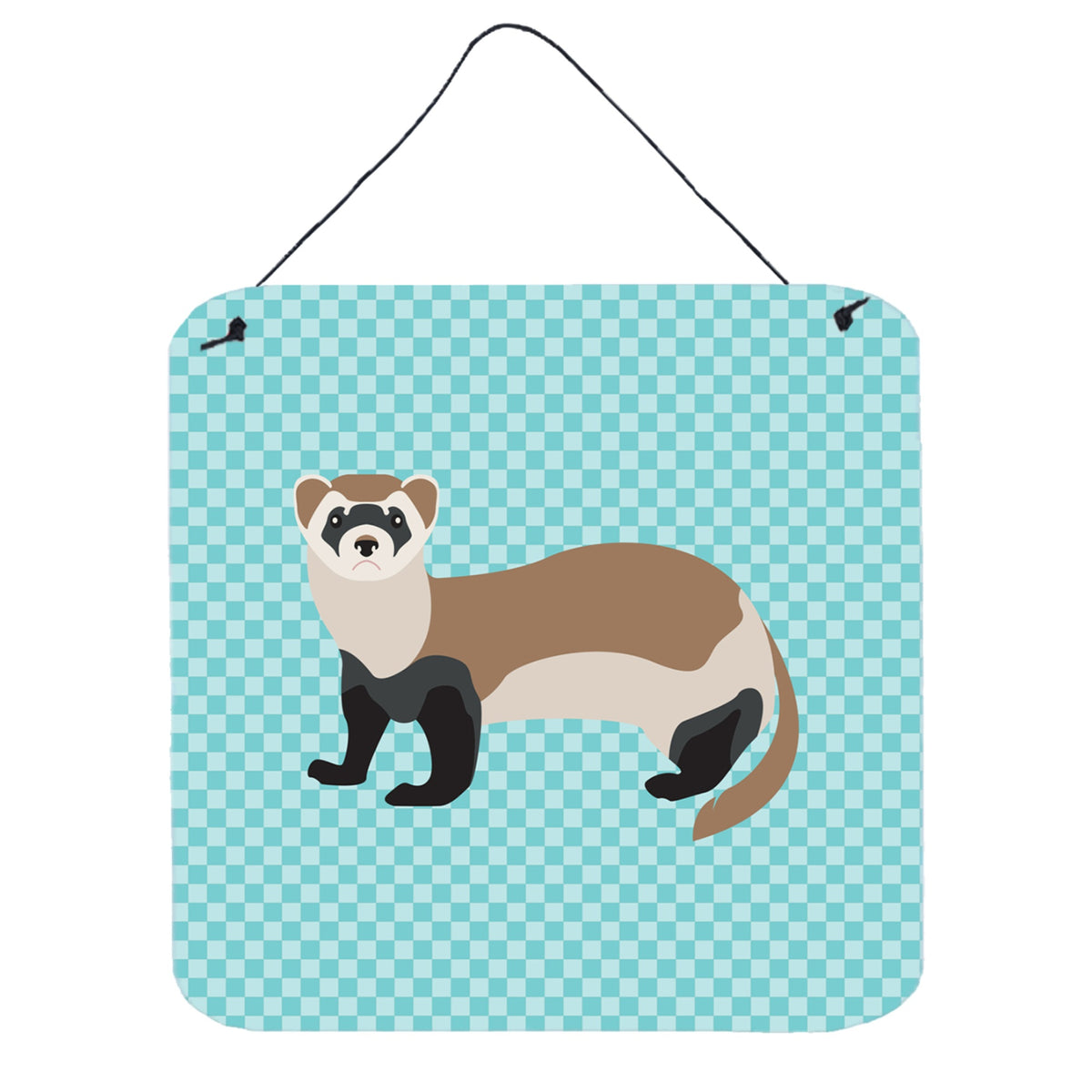 CarolineS Treasures Blue Ferret Check Metal Print, 6Hx6W