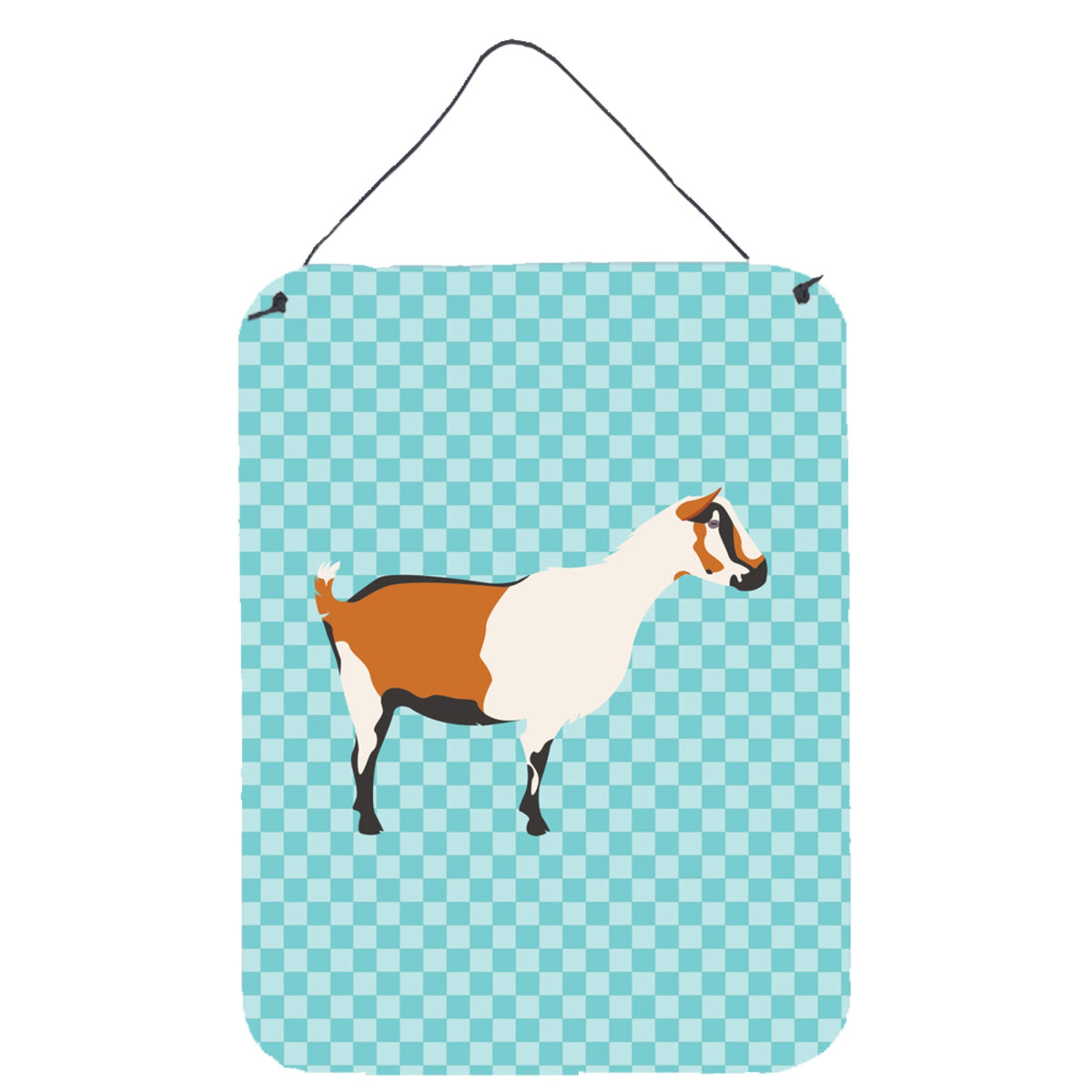 CarolineS Treasures Alpine Goat Blue Check Metal Print, 16Hx12W, Multicolor