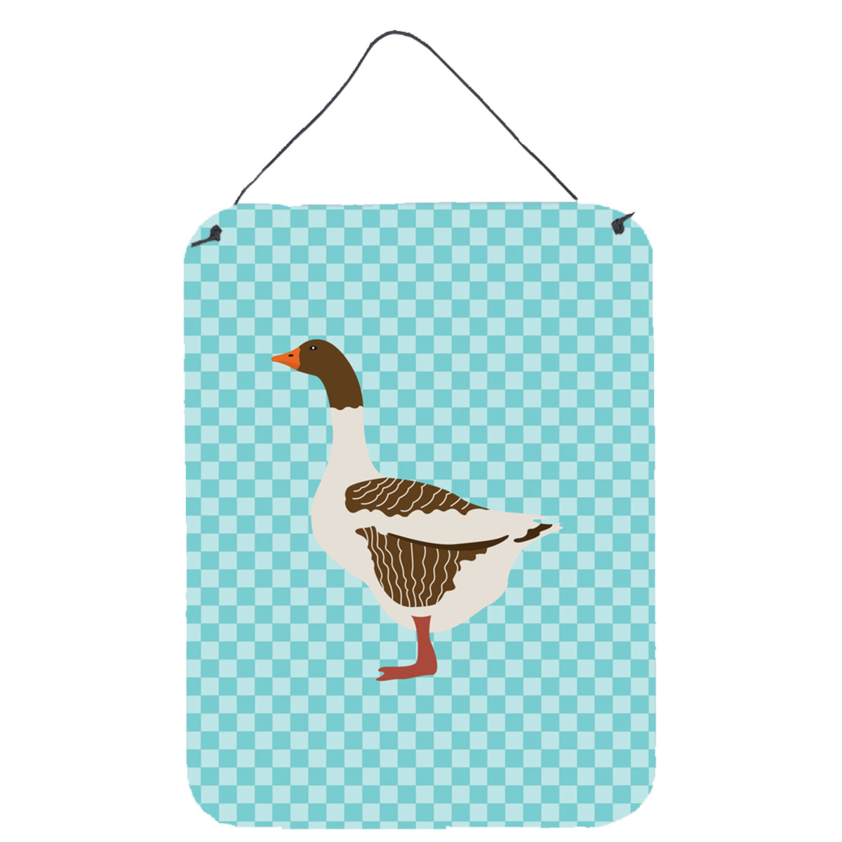CarolineS Treasures Pomeranian Rogener Goose Blue Check Metal Print, 16Hx12W, Multicolor