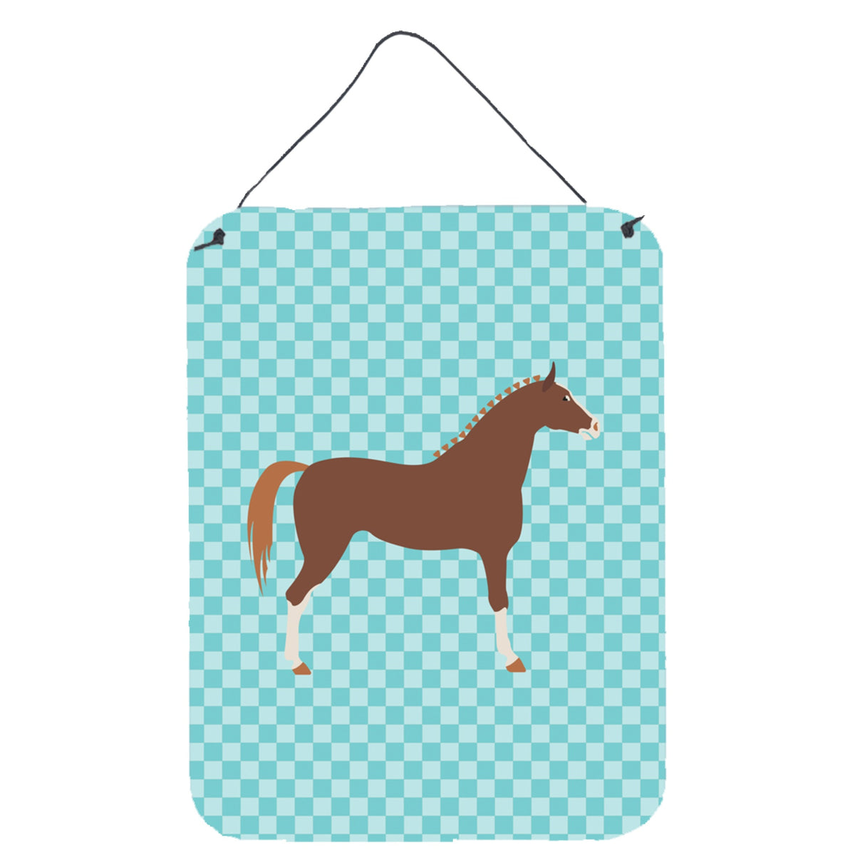 CarolineS Treasures Hannoverian Horse Blue Check Metal Print, 16Hx12W, Multicolor