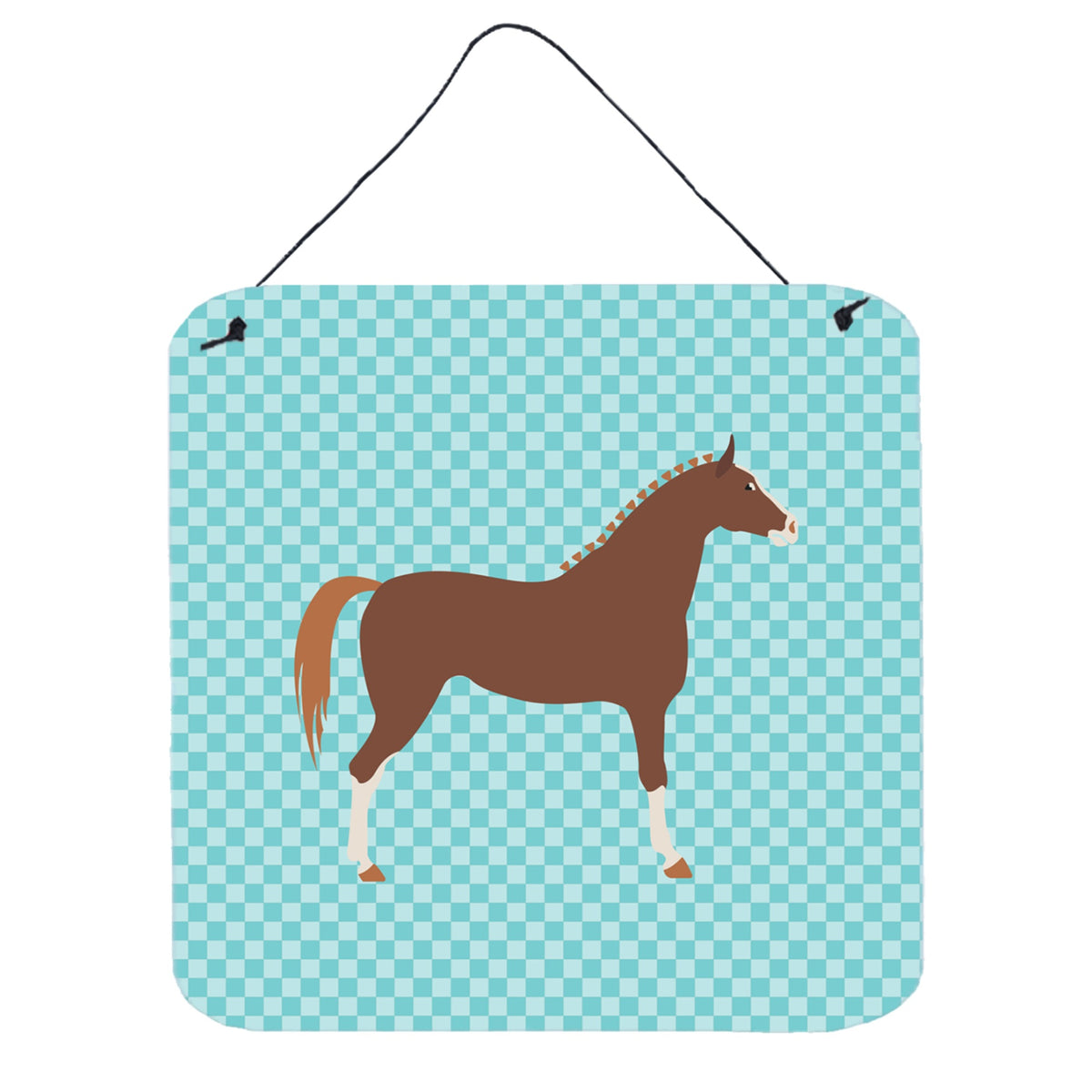 CarolineS Treasures Blue Hannoverian Horse Check Metal Print, 6Hx6W