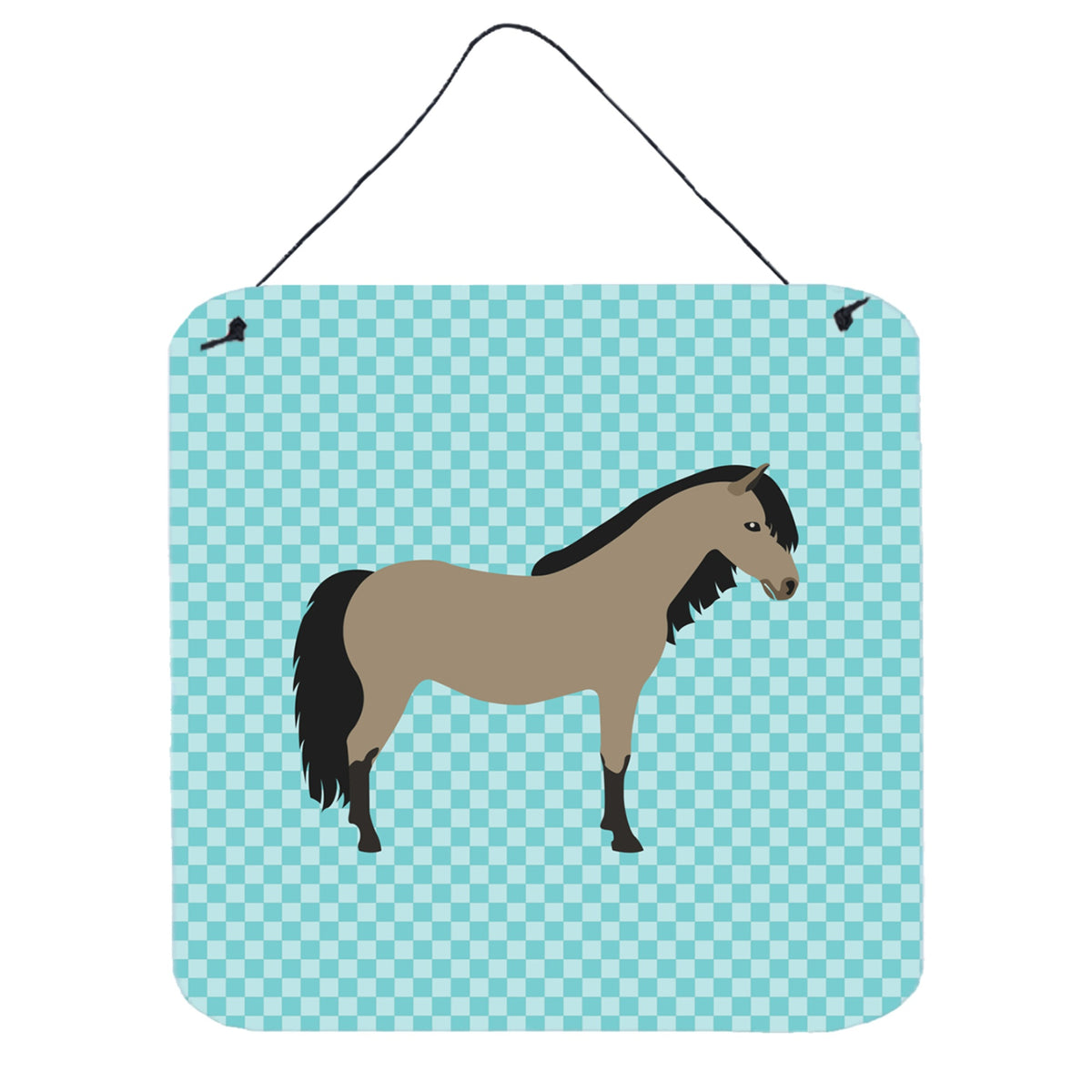 CarolineS Treasures Blue Welsh Pony Horse Check Metal Print, 6Hx6W