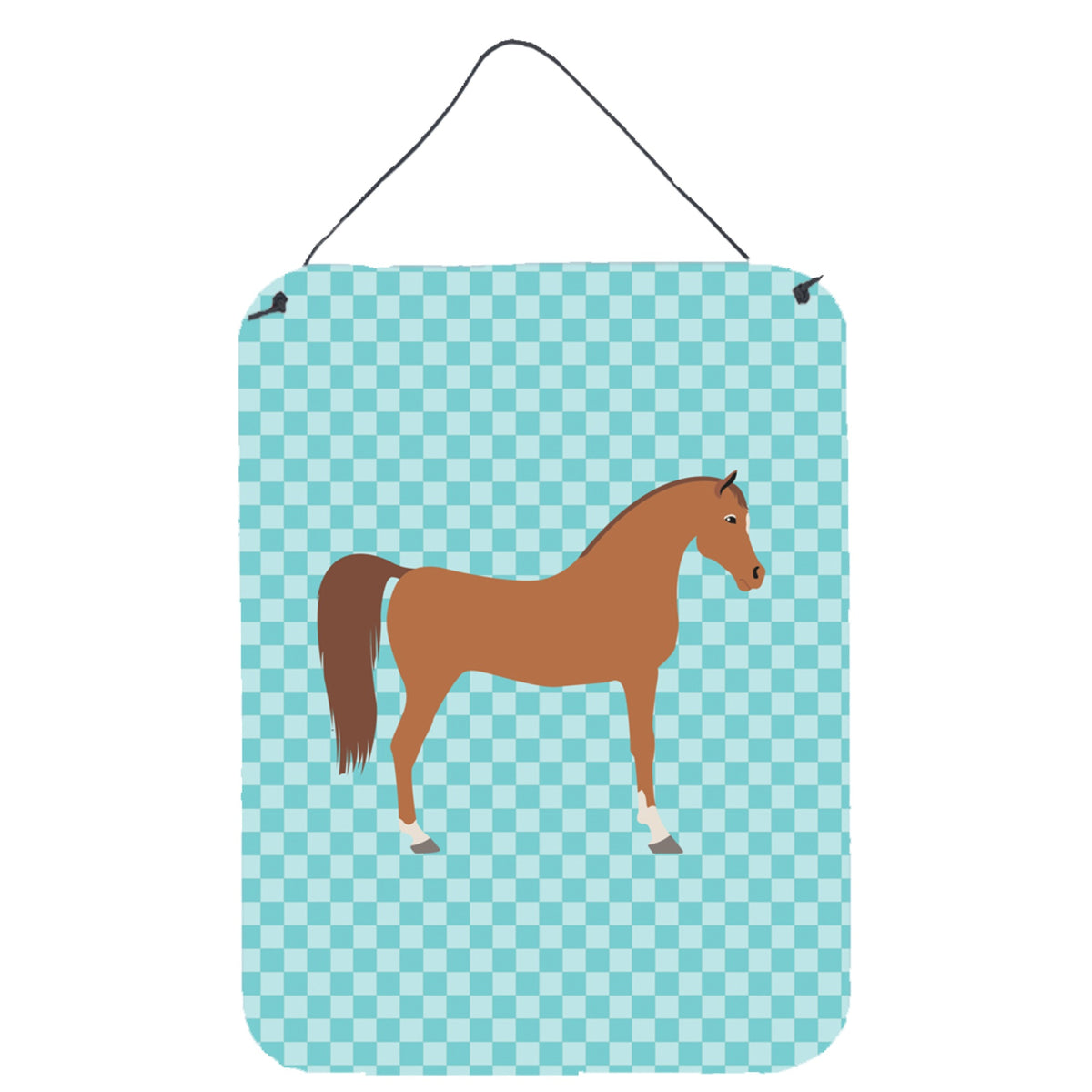 CarolineS Treasures Arabian Horse Blue Check Metal Print, 16Hx12W, Multicolor