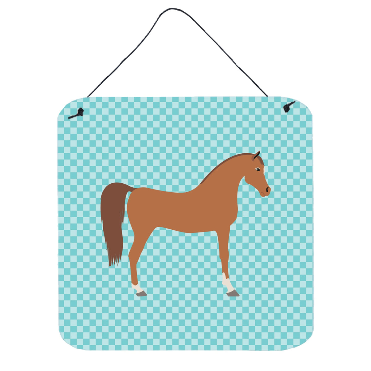 CarolineS Treasures Blue Arabian Horse Check Metal Print, 6Hx6W