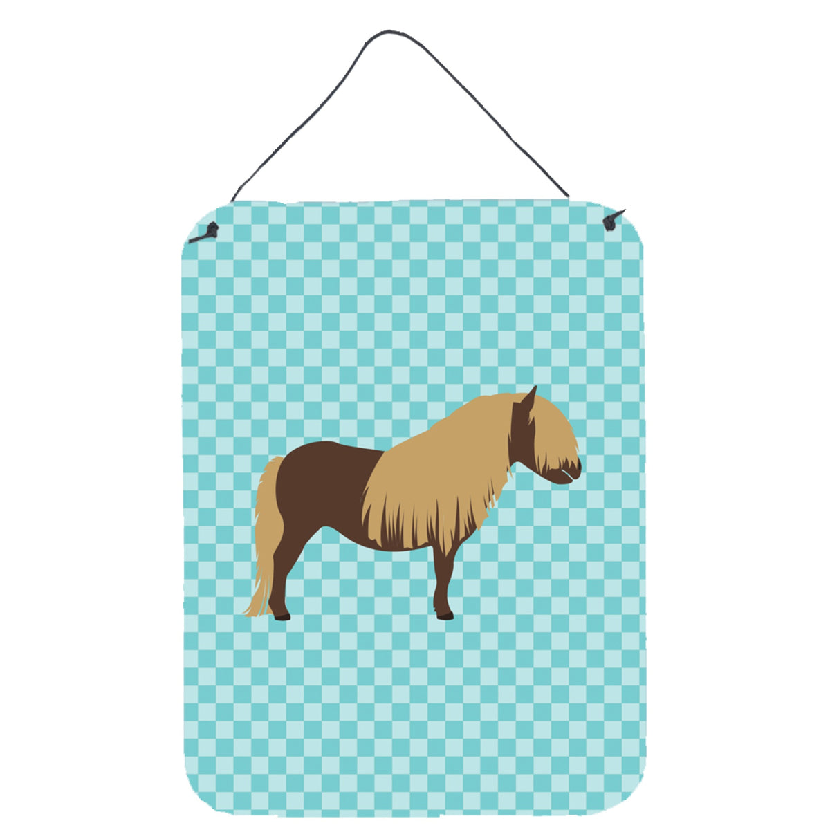 CarolineS Treasures Shetland Pony Horse Blue Check Metal Print, 16Hx12W, Multicolor