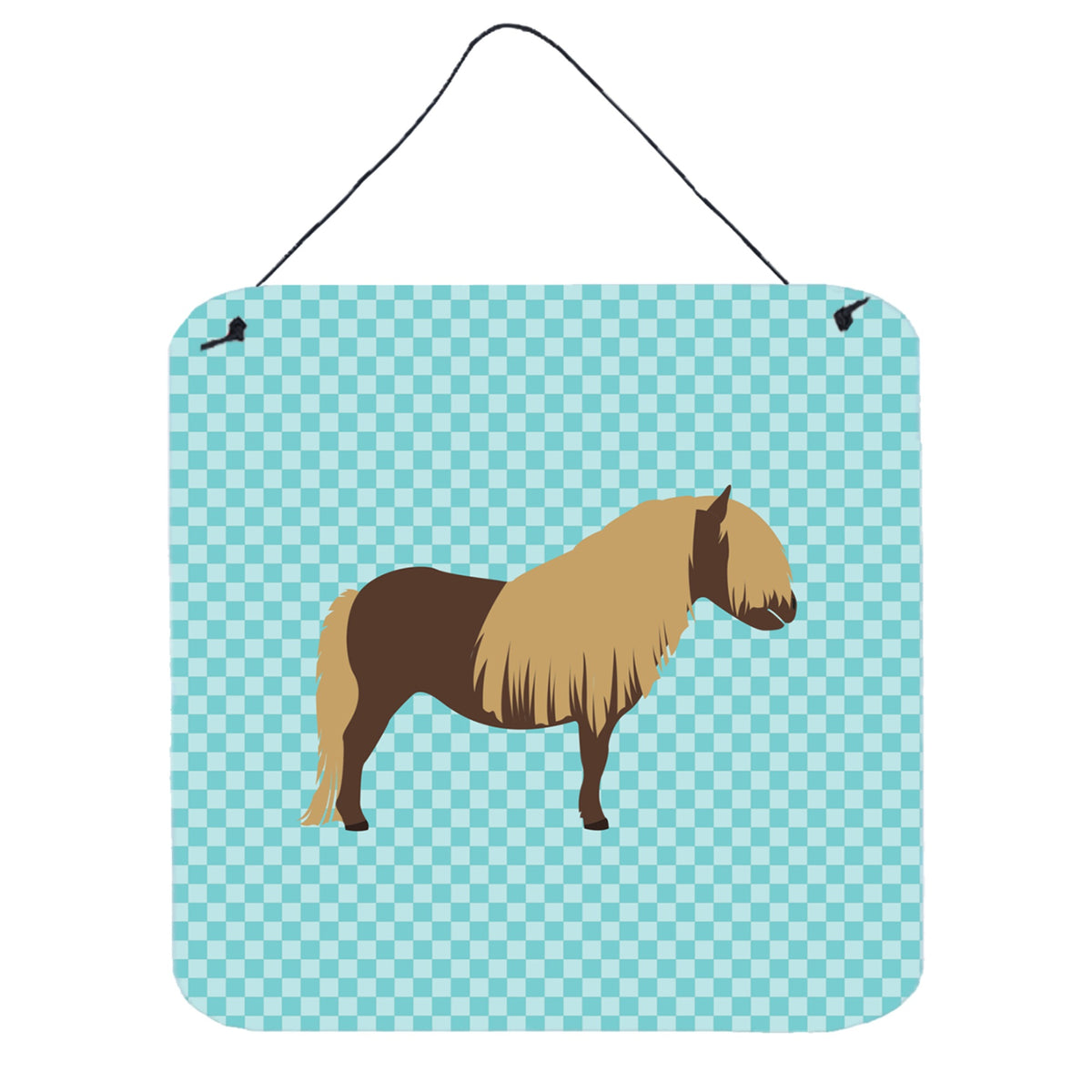 CarolineS Treasures Blue Shetland Pony Horse Check Metal Print, 6Hx6W