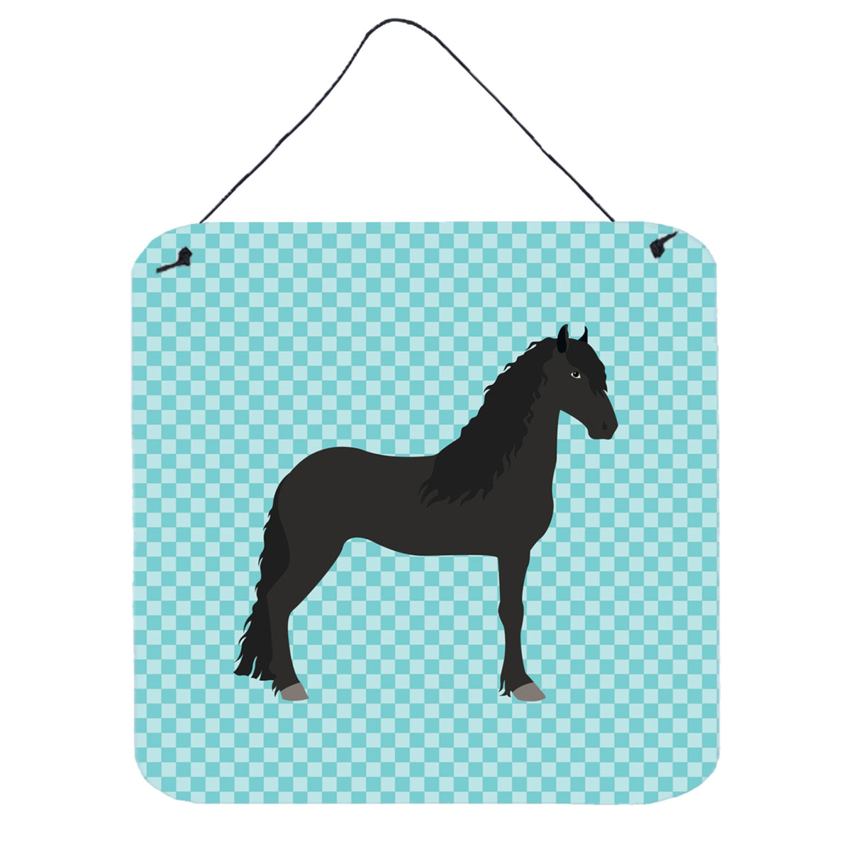 CarolineS Treasures Blue Friesian Horse Check Metal Print, 6Hx6W