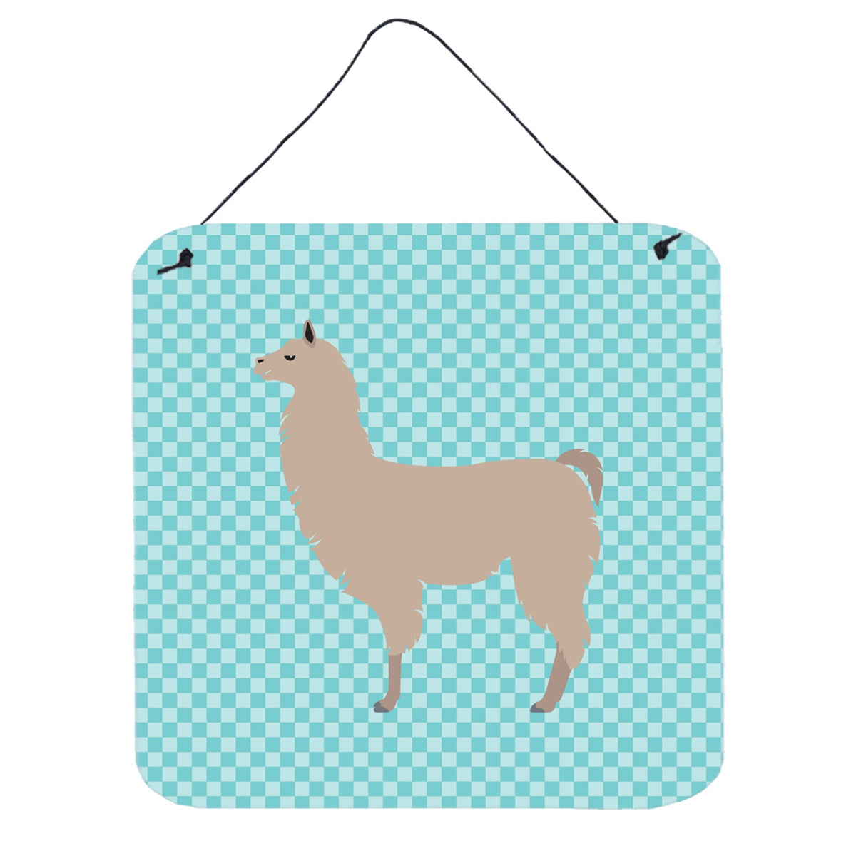 CarolineS Treasures Blue Llama Check Metal Print, 6Hx6W