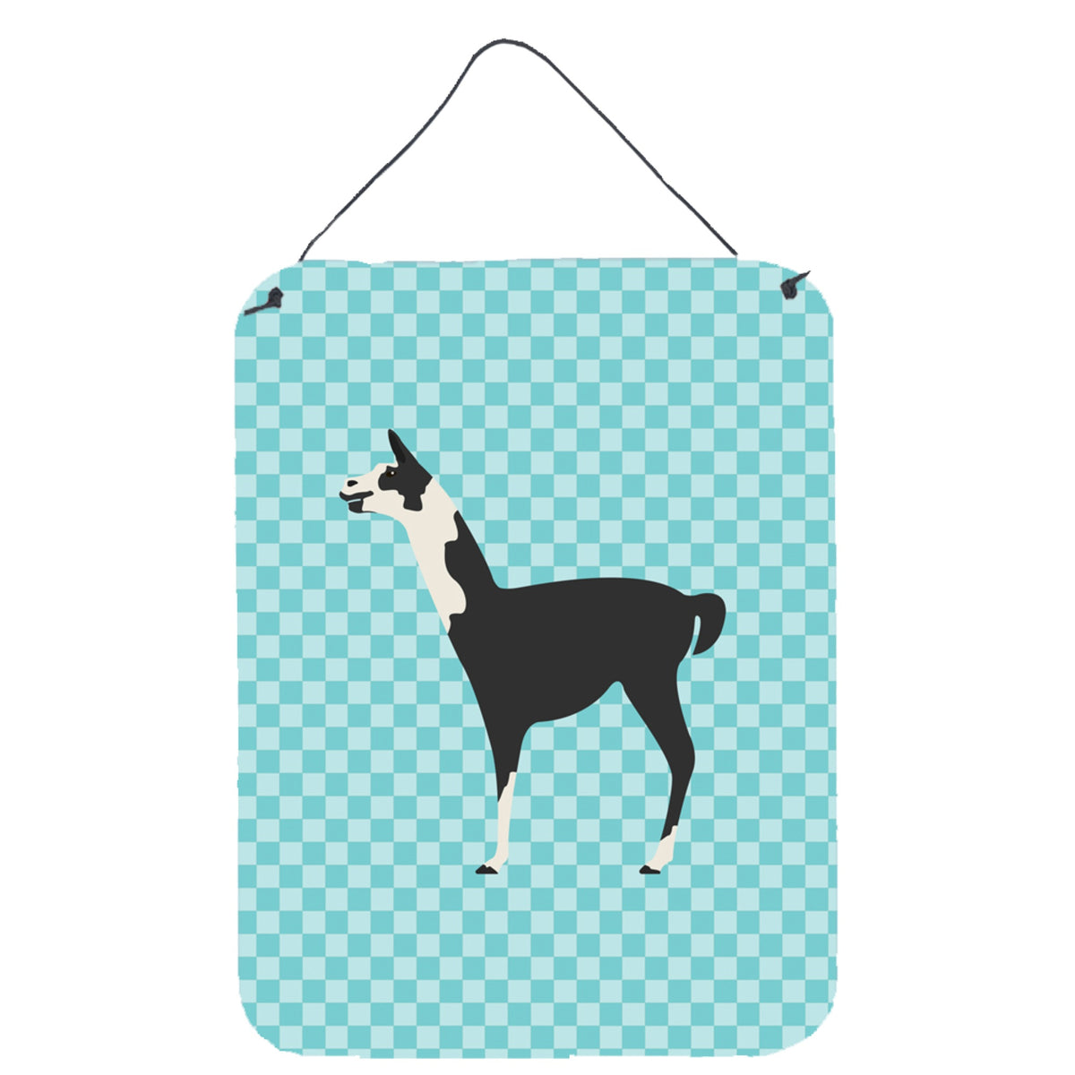 CarolineS Treasures Llama Q Ara Blue Check Metal Print, 16Hx12W, Multicolor