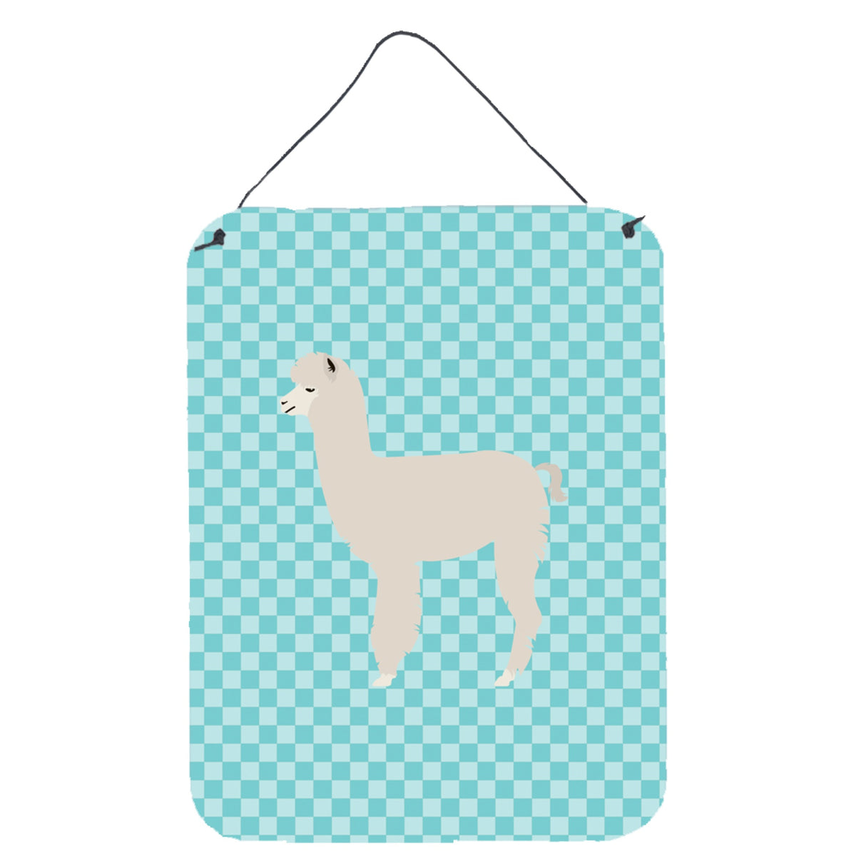 CarolineS Treasures Alpaca Blue Check Metal Print, 16Hx12W, Multicolor