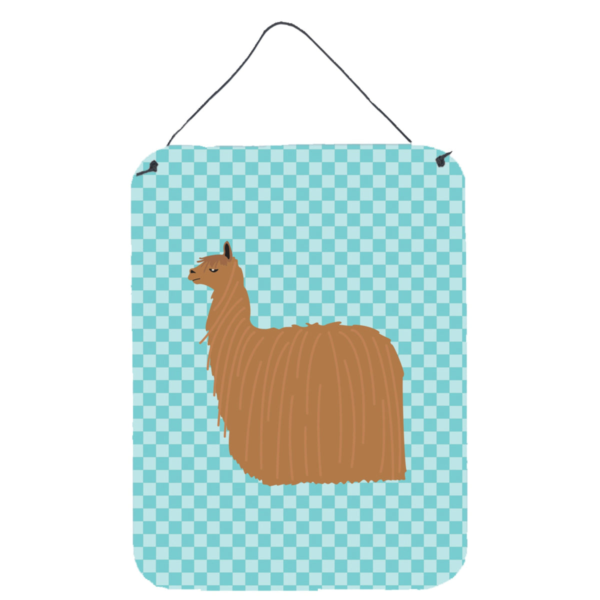 CarolineS Treasures Alpaca Suri Blue Check Metal Print, 16Hx12W, Multicolor