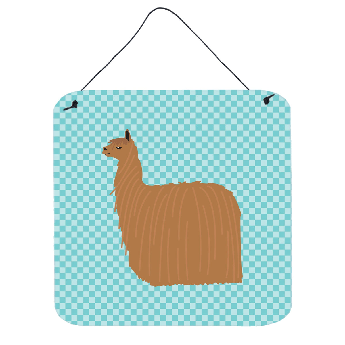 CarolineS Treasures Blue Alpaca Suri Check Metal Print, 6Hx6W