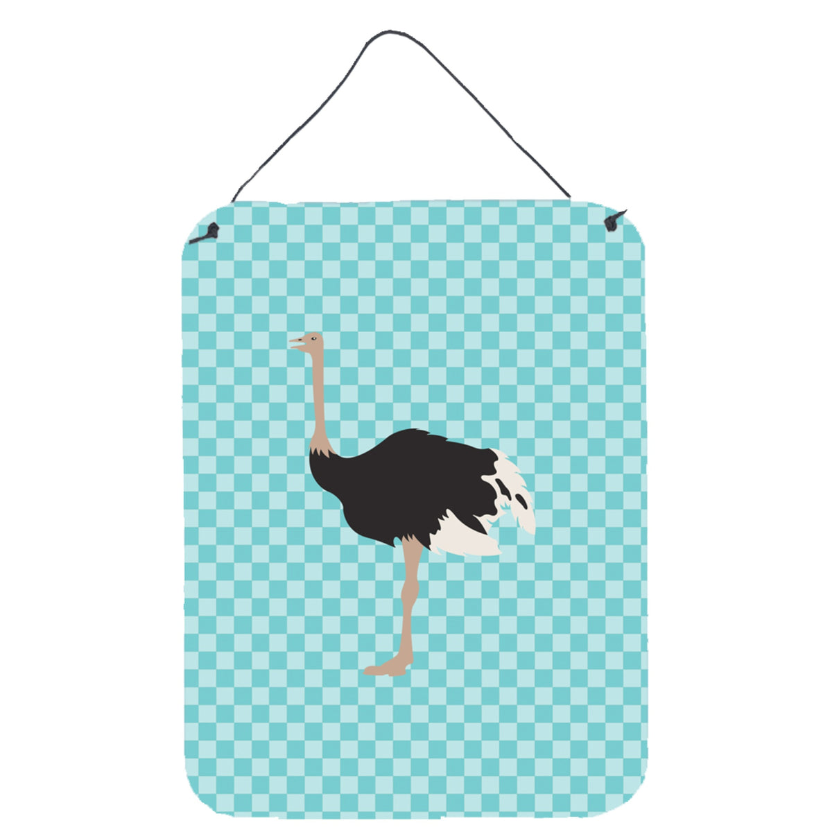 CarolineS Treasures Common Ostrich Blue Check Metal Print, 16Hx12W, Multicolor