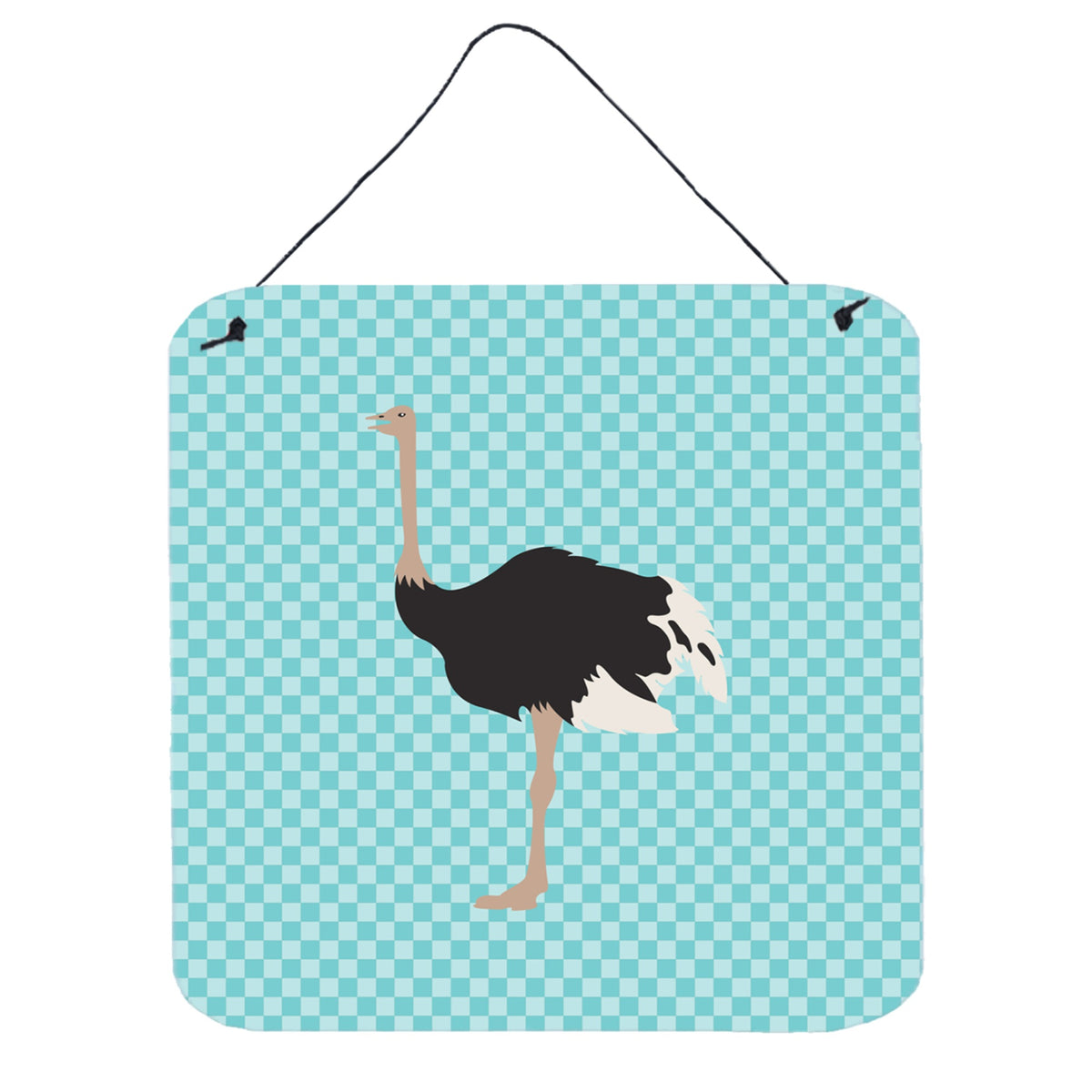 CarolineS Treasures Blue Common Ostrich Check Metal Print, 6Hx6W