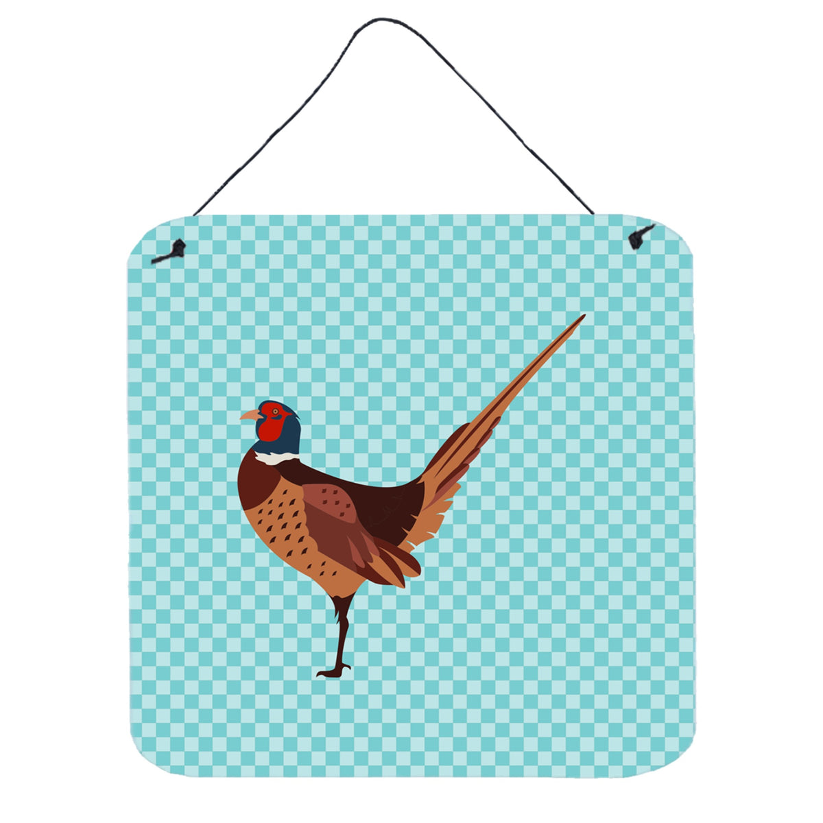 CarolineS Treasures Blue Ringnecked Common Pheasant Check Metal Print, 6Hx6W