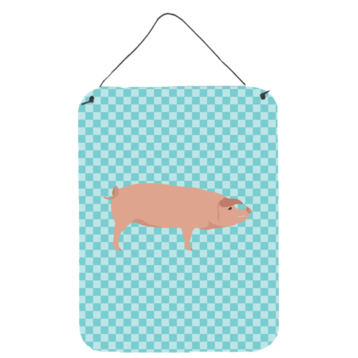 CarolineS Treasures American Landrace Pig Blue Check Metal Print, 16Hx12W, Multicolor