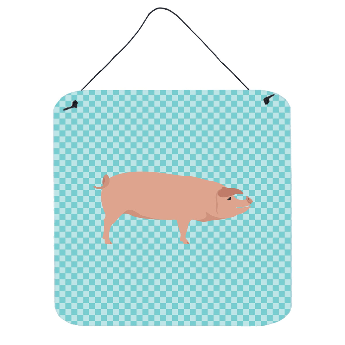 CarolineS Treasures Blue American Landrace Pig Check Metal Print, 6Hx6W