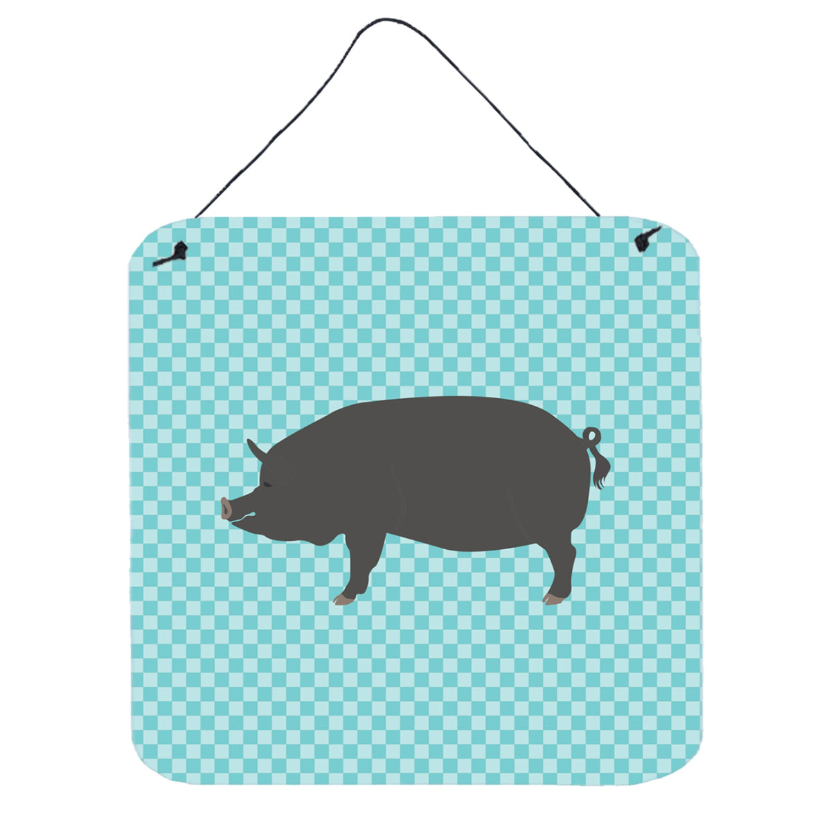 CarolineS Treasures Blue Berkshire Pig Check Metal Print, 6Hx6W