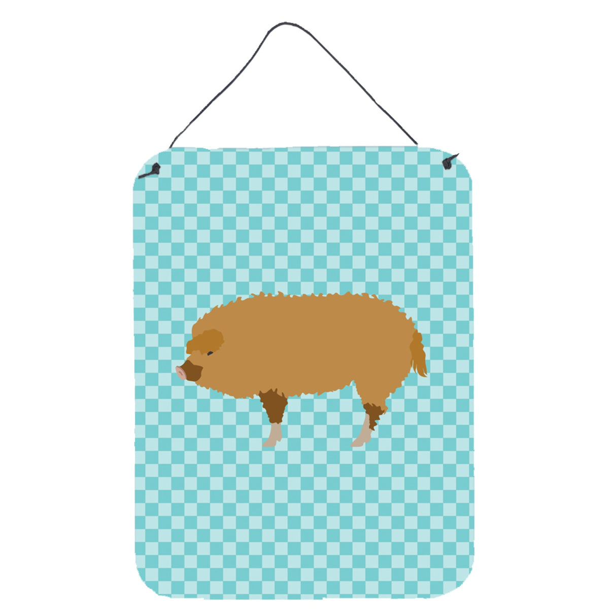 CarolineS Treasures Hungarian Mangalica Pig Blue Check Metal Print, 16Hx12W, Multicolor