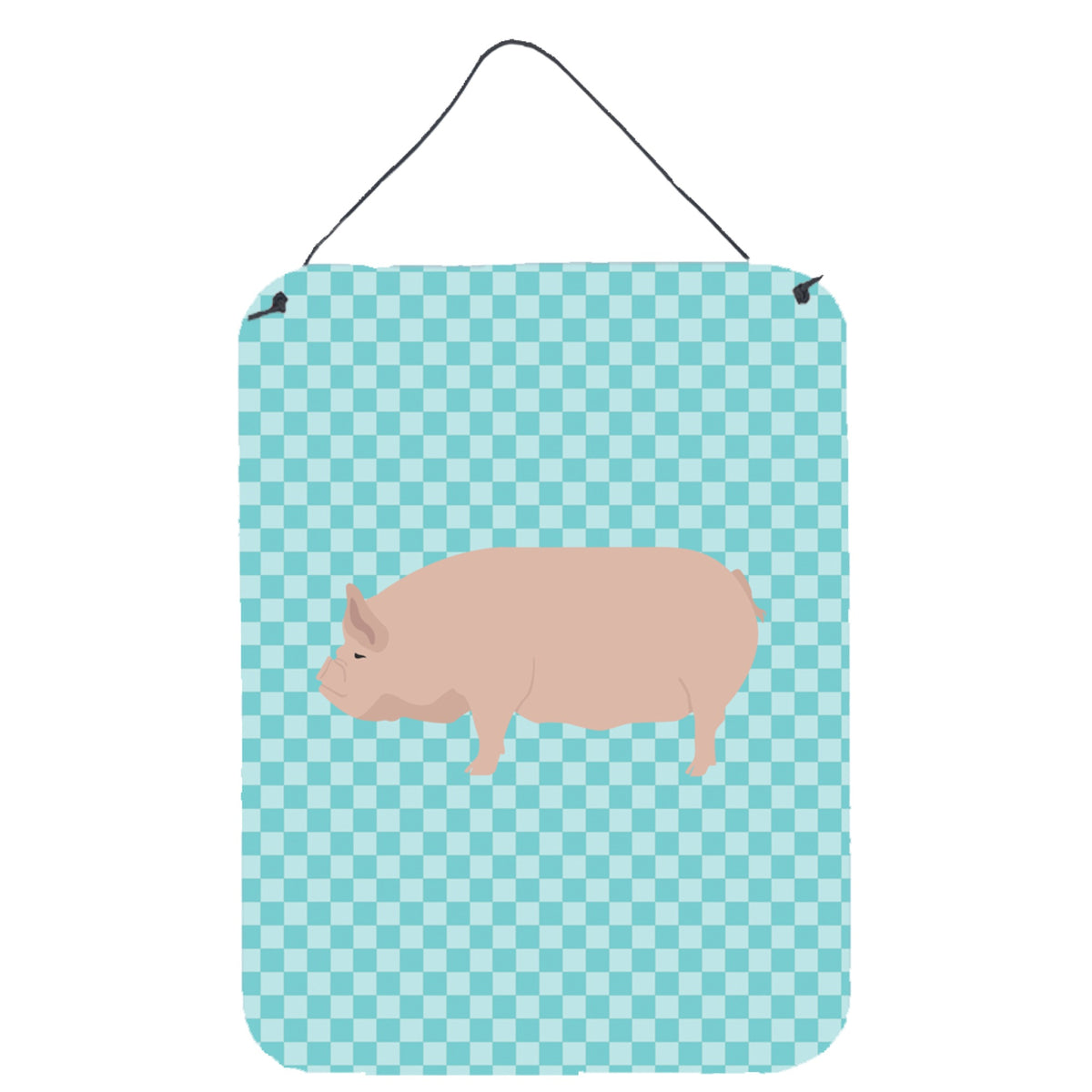 CarolineS Treasures Welsh Pig Blue Check Metal Print, 16Hx12W, Multicolor