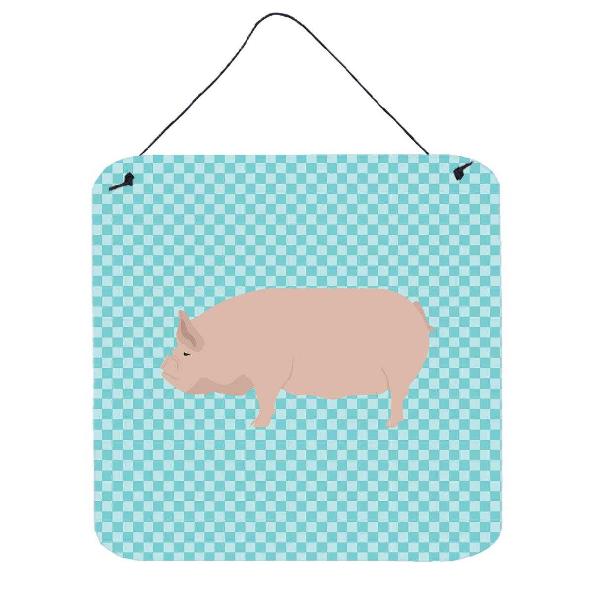 CarolineS Treasures Blue Welsh Pig Check Metal Print, 6Hx6W