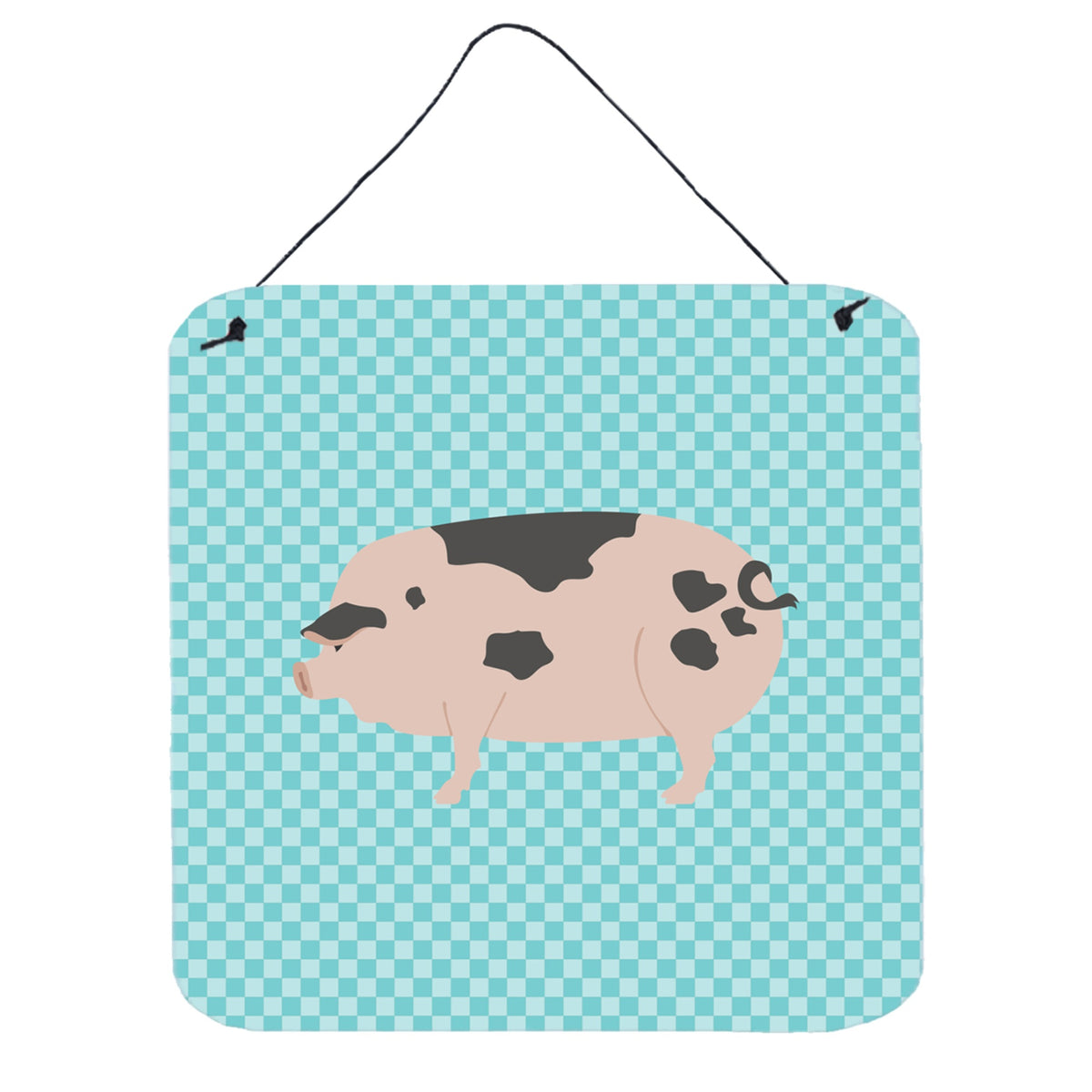 CarolineS Treasures Blue Gloucester Old Spot Pig Check Metal Print, 6 Inch  Inch  H X 6 Inch  Inch  W
