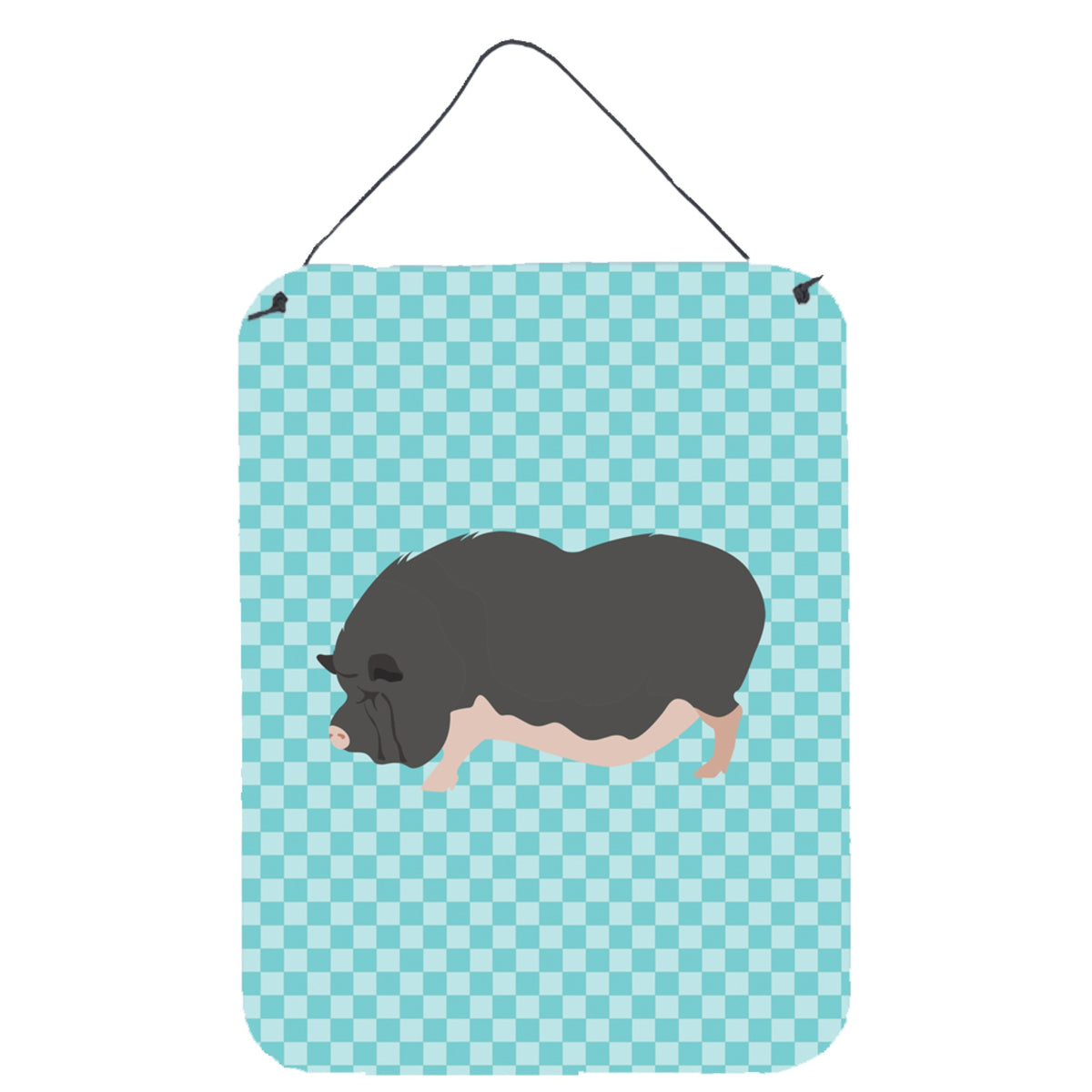 CarolineS Treasures Vietnamese Potbellied Pig Blue Check Metal Print, 16Hx12W, Multicolor