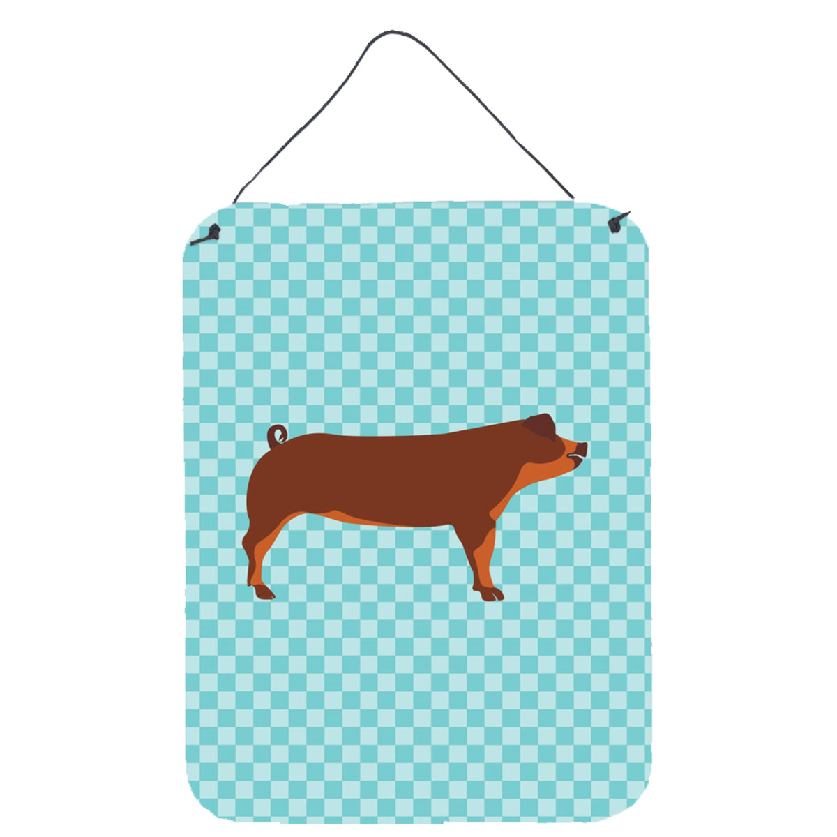 CarolineS Treasures Duroc Pig Blue Check Metal Print, 16Hx12W, Multicolor