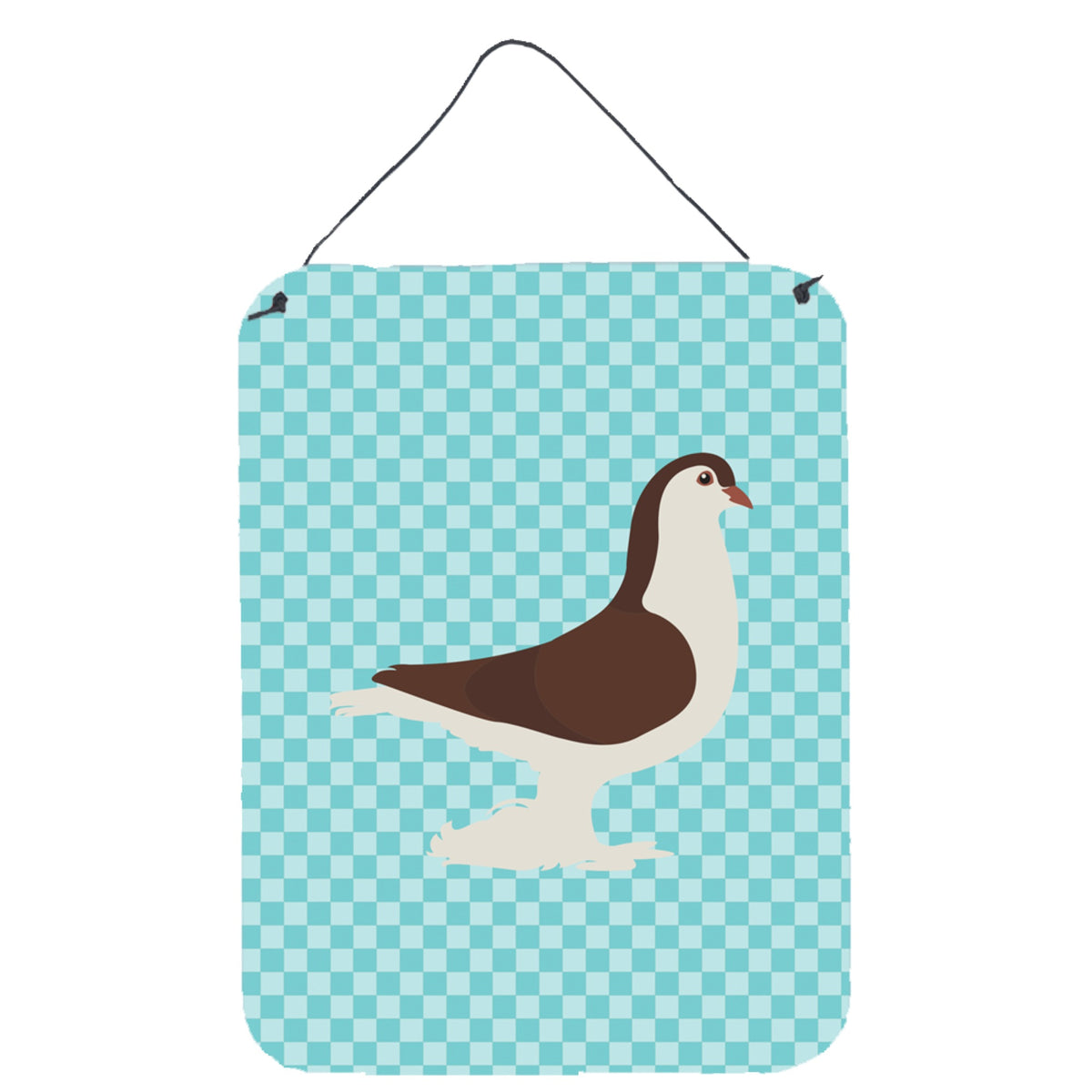 CarolineS Treasures Large Pigeon Blue Check Metal Print, 16Hx12W, Multicolor