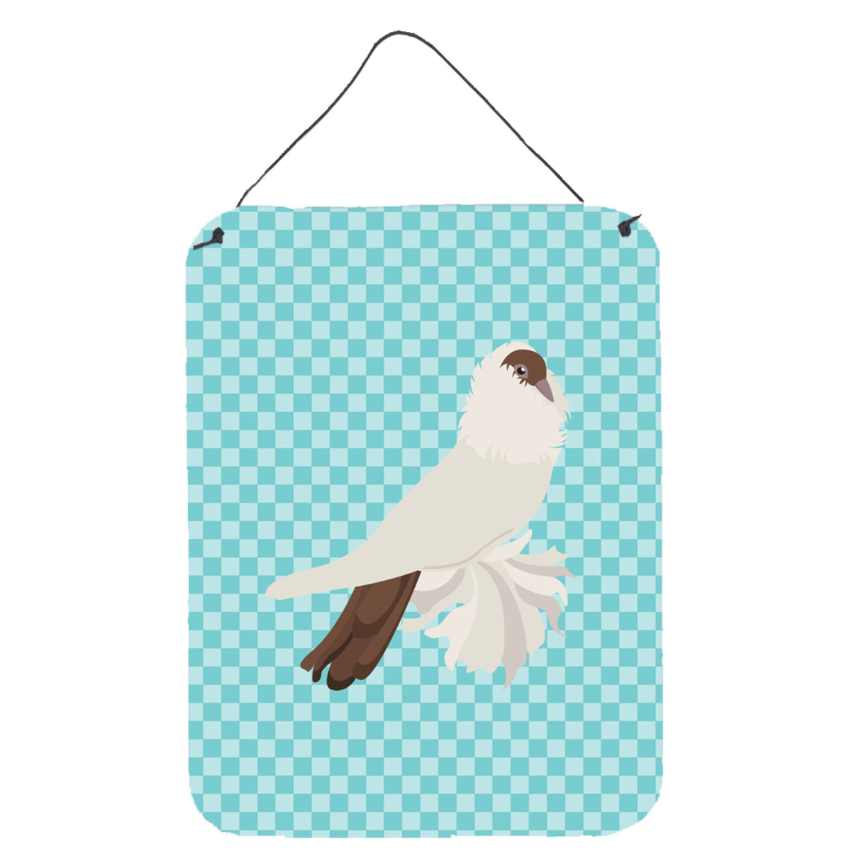CarolineS Treasures German Helmet Pigeon Blue Check Metal Print, 16Hx12W, Multicolor