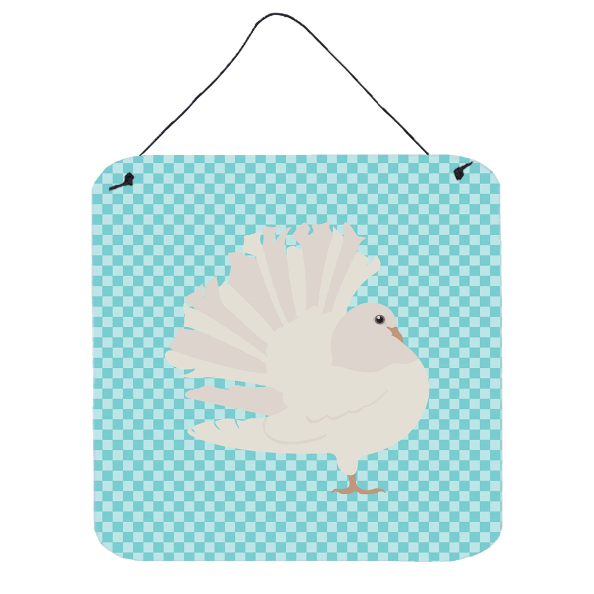 CarolineS Treasures Blue Silver Fantail Pigeon Check Metal Print, 6 Inch  Inch  H X 6 Inch  Inch  W