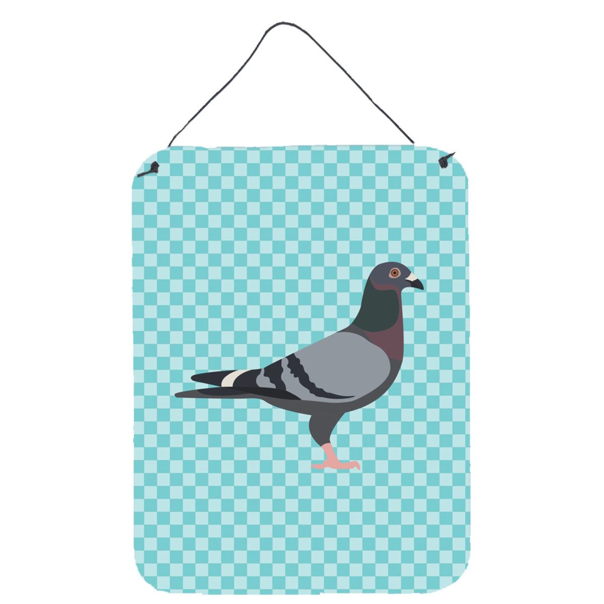 CarolineS Treasures Racing Pigeon Blue Check Metal Print, 16Hx12W, Multicolor