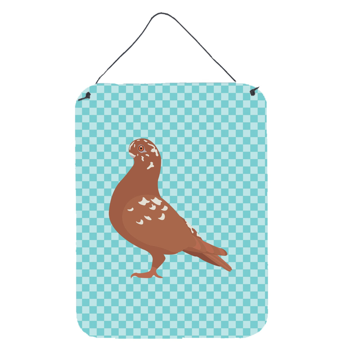CarolineS Treasures African Owl Pigeon Blue Check Metal Print, 16Hx12W, Multicolor