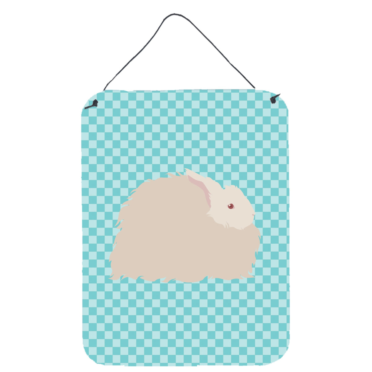 CarolineS Treasures Fluffy Angora Rabbit Blue Check Metal Print, 16Hx12W, Multicolor