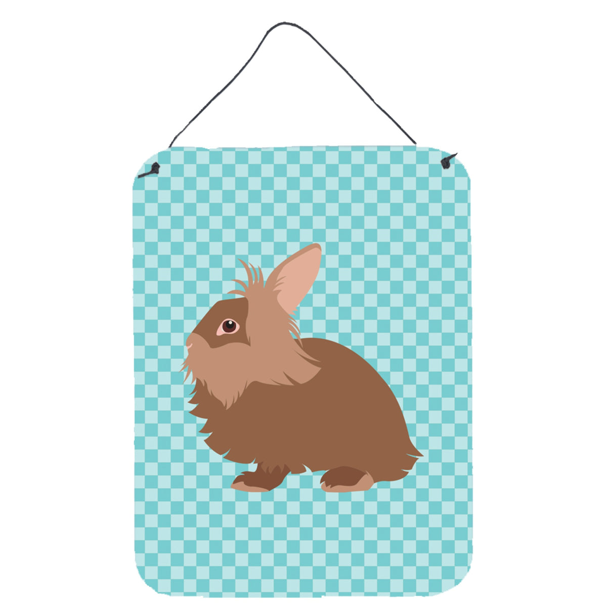 CarolineS Treasures Lionhead Rabbit Blue Check Metal Print, 16Hx12W, Multicolor