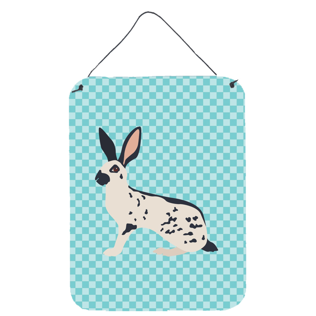 CarolineS Treasures English Spot Rabbit Blue Check Metal Print, 16Hx12W, Multicolor