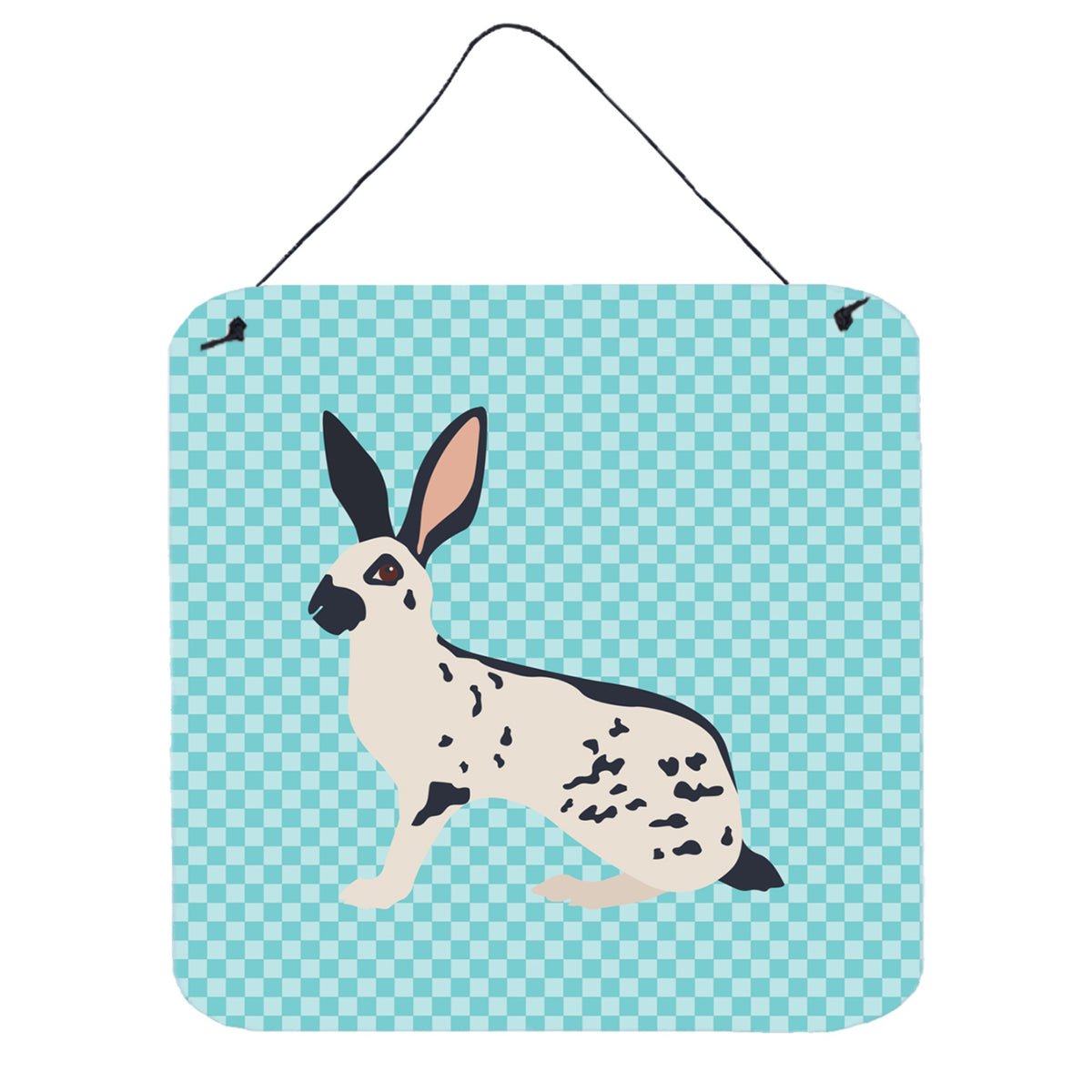 CarolineS Treasures Blue English Spot Rabbit Check Metal Print, 6 Inch  Inch  H X 6 Inch  Inch  W