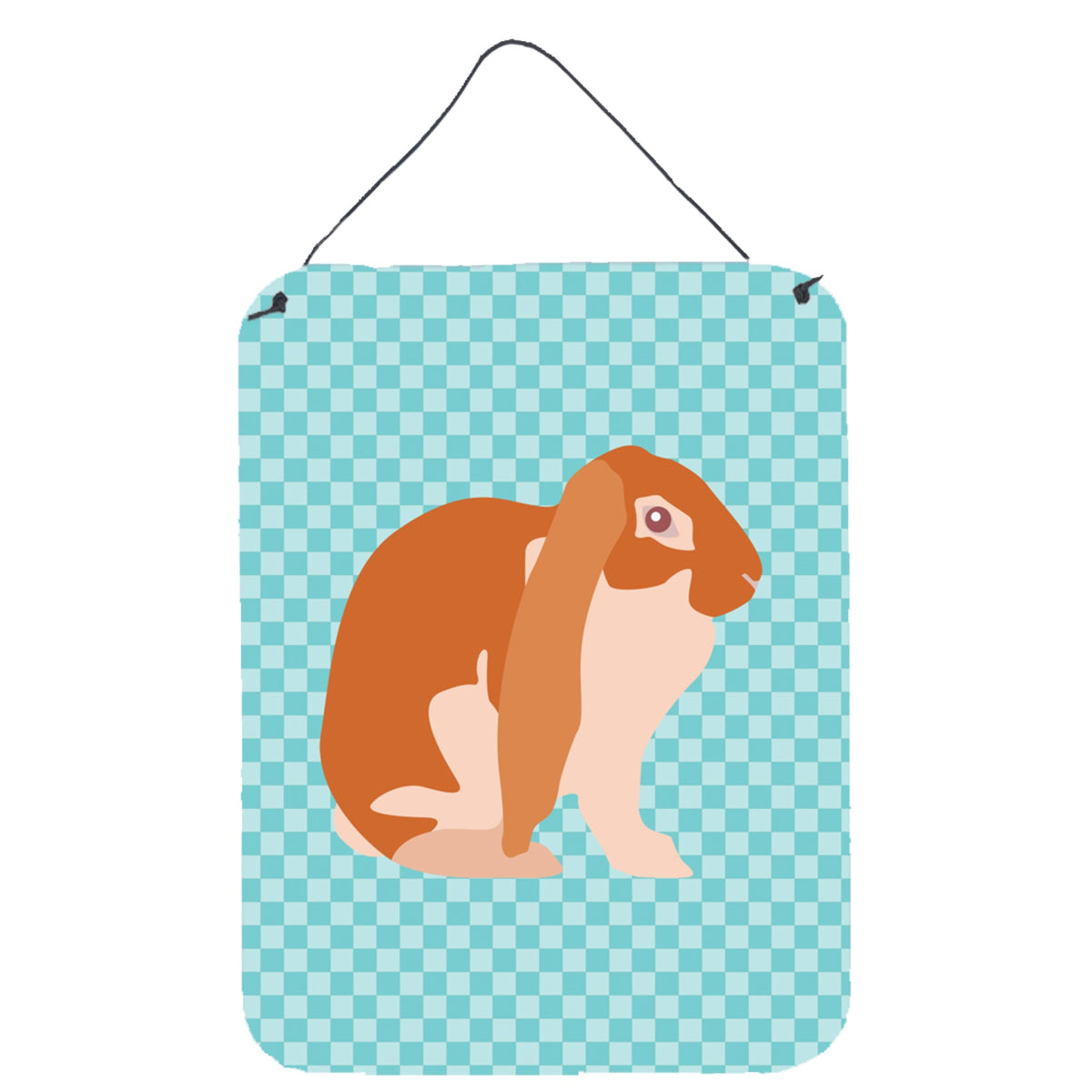 CarolineS Treasures English Lop Rabbit Blue Check Metal Print, 16Hx12W, Multicolor