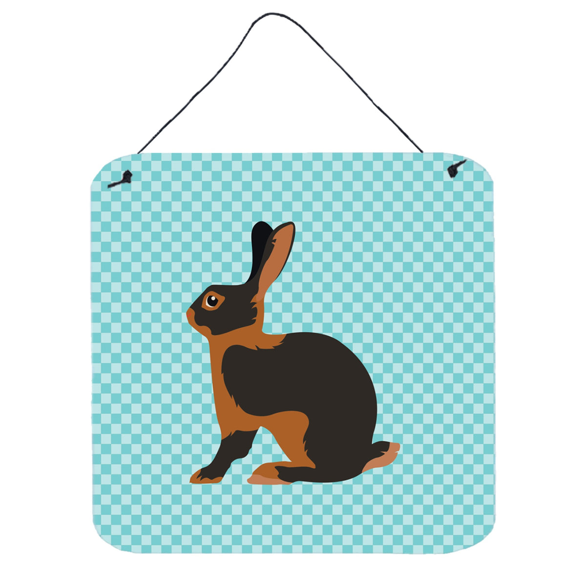 CarolineS Treasures Blue Tan Rabbit Check Metal Print, 6 Inch  Inch  H X 6 Inch  Inch  W