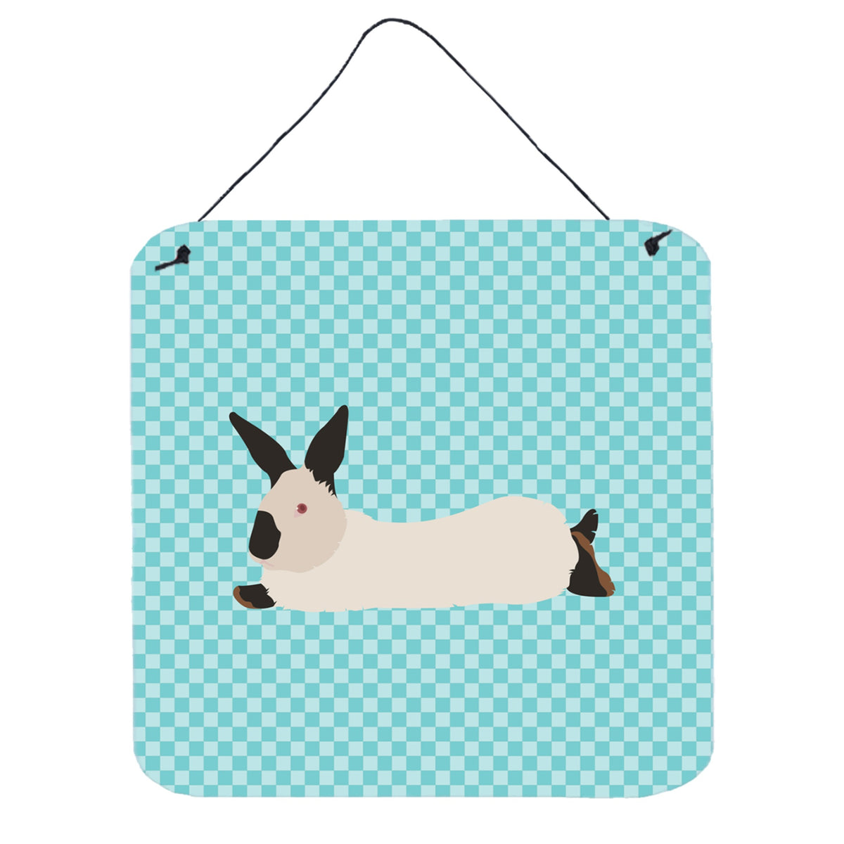 CarolineS Treasures Blue California White Rabbit Check Metal Print, 6 Inch  Inch  H X 6 Inch  Inch  W