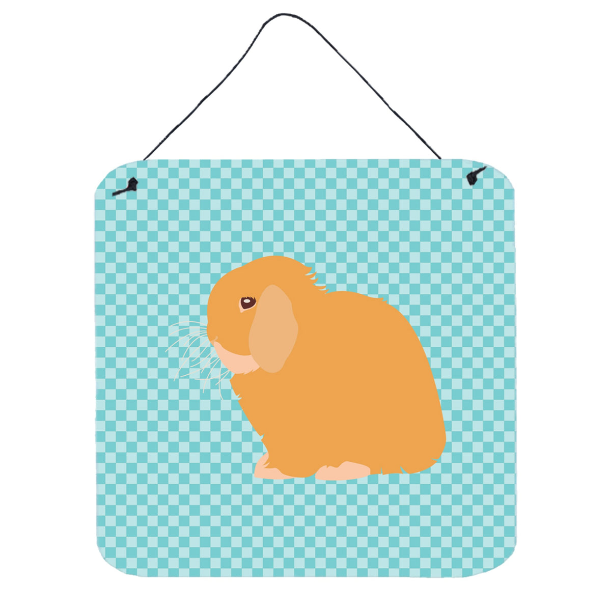 CarolineS Treasures Blue Holland Lop Rabbit Check Metal Print, 6 Inch  Inch  H X 6 Inch  Inch  W